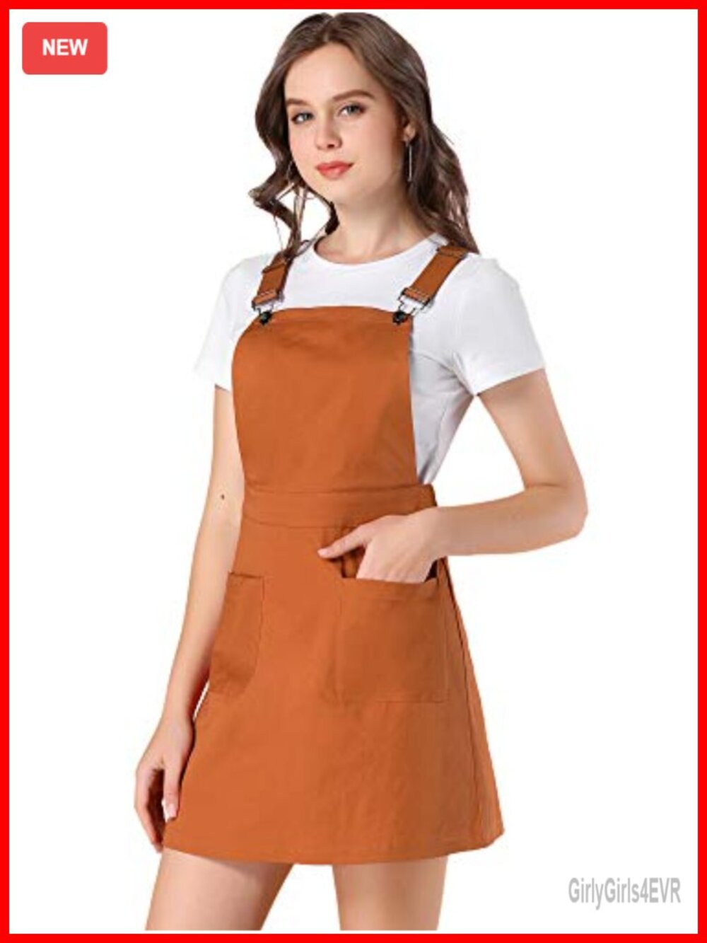 Women's Adjustable Strap Suspender Skirt with Pocket A-Line Pinafore